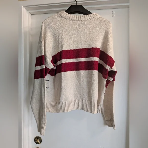 American Eagle X PEANUTS Snoopy Collab Cream and Red Crew Neck Sweater M - Picture 6 of 6